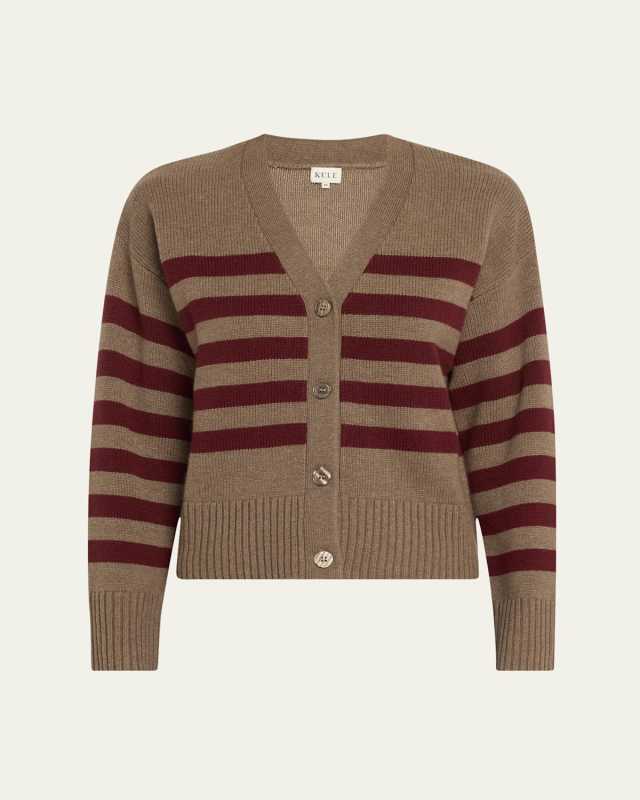 The Raffa Striped Wool-Cashmere Cardigan